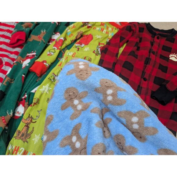 Toddler 2T Long Sleeve Christmas Pajamas-Bundle of 4 Lazy One Bear Cheeks Grinch - Picture 3 of 10